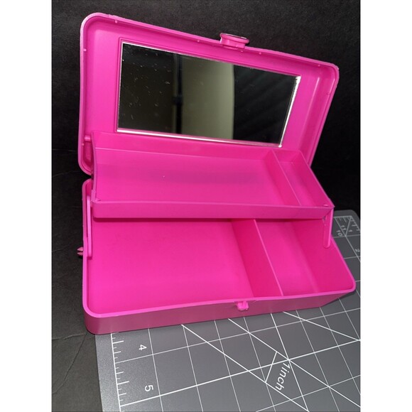 Vintage Y2K 2605 Mini Caboodles Makeup Case Organizer Pink Small 8x4 With Mirror - Picture 8 of 9